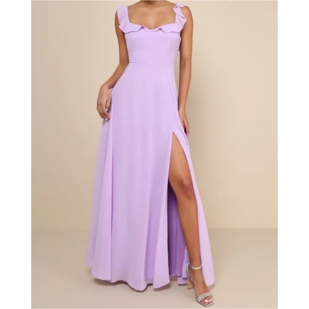 Lulu's Dreamy Admiration Lilac Ruffled Maxi Dress